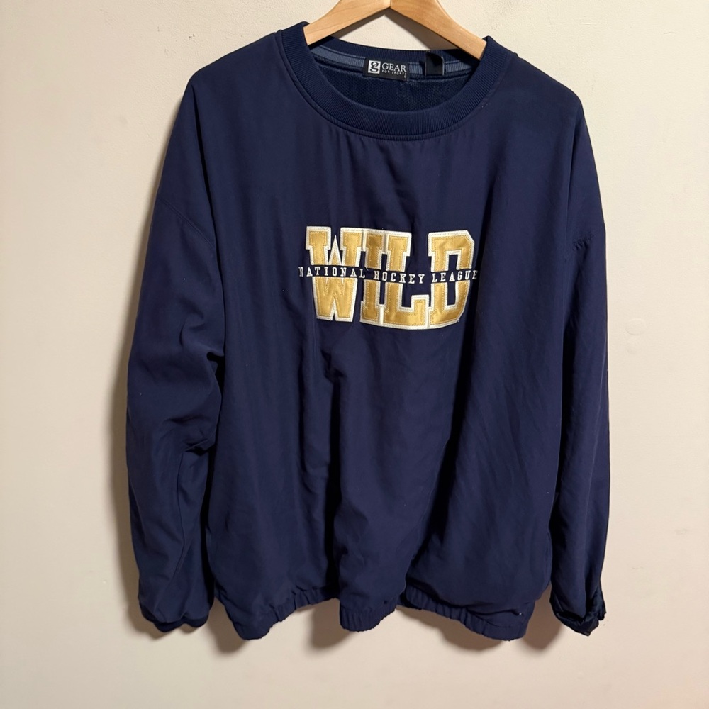 Vintage Minnesota Wild Navy Pullover Embroidered NHL Size XL